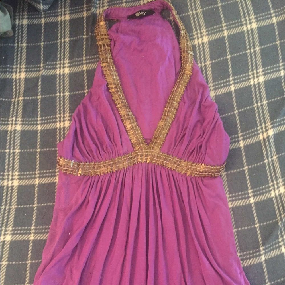 Beaded purple & gold top